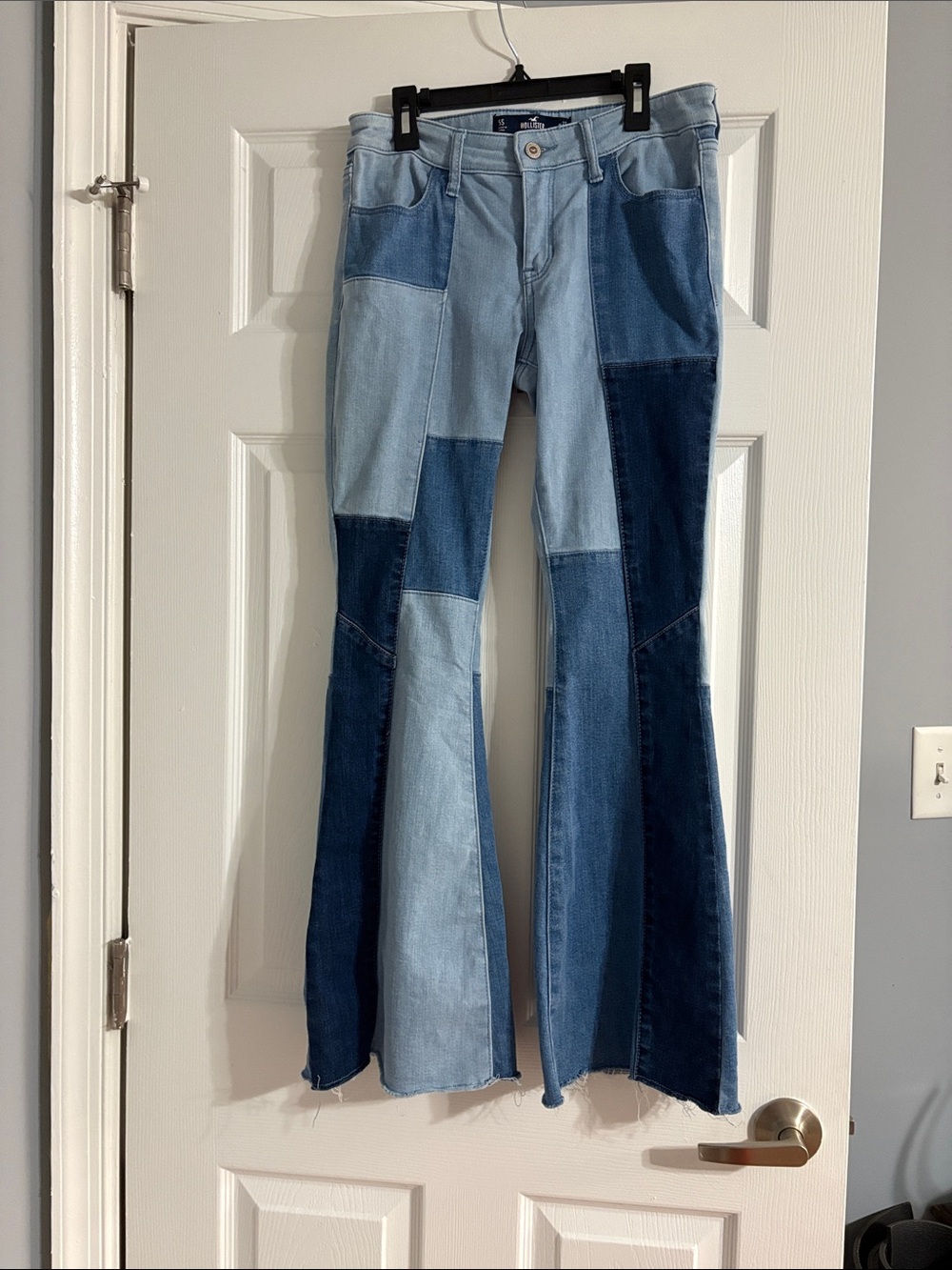Hollister Two-Tone Patchwork Flare Jeans - Blue